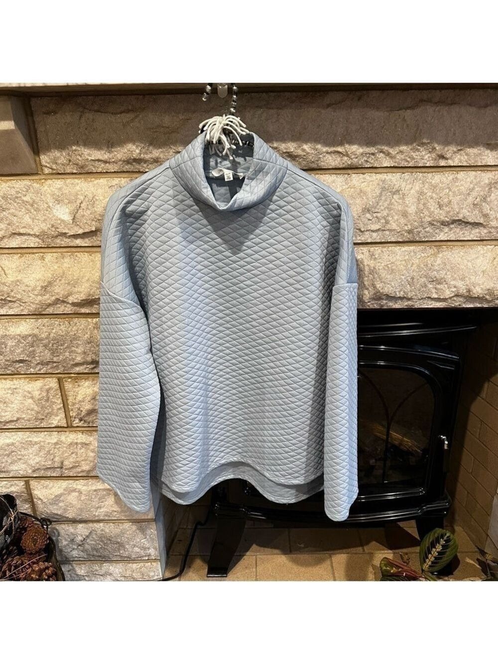 Blue Quilted Mockneck Sweatshirt - Daily Thread XS Top